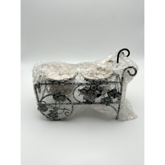 Vintage Giftco Grape Harvest Pushcart Candle Holder & 2 Glass Candles New In Box - Picture 2 of 9